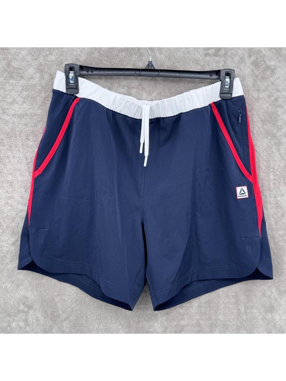 Reebok Shorts Mens Medium Blue Red Colorblock Running Gym Training Athletic